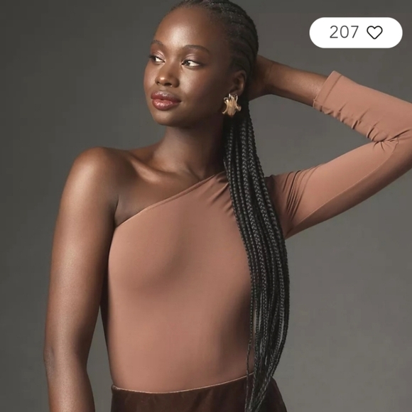 NWT Anthropologie Seamless 1 shoulder bodysuit thong size L / XL in Brown - Picture 3 of 8